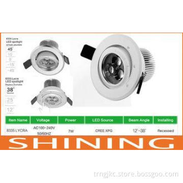 7W 38 degree Focusable LED Light 220V 50Hz / 60Hz Recessed